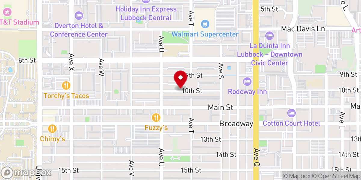 Map showing location of Lubbock Open Door