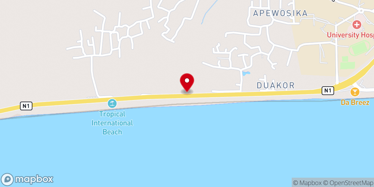 Map showing location of Church of Pentecost, Duakor