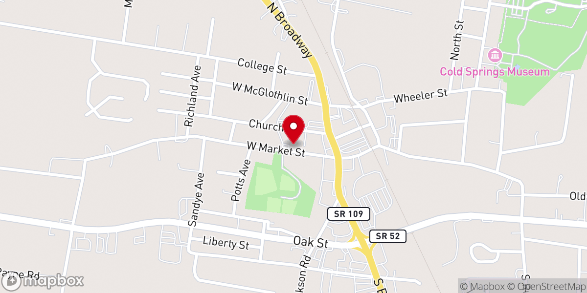 Map showing location of Portland General Baptist Church