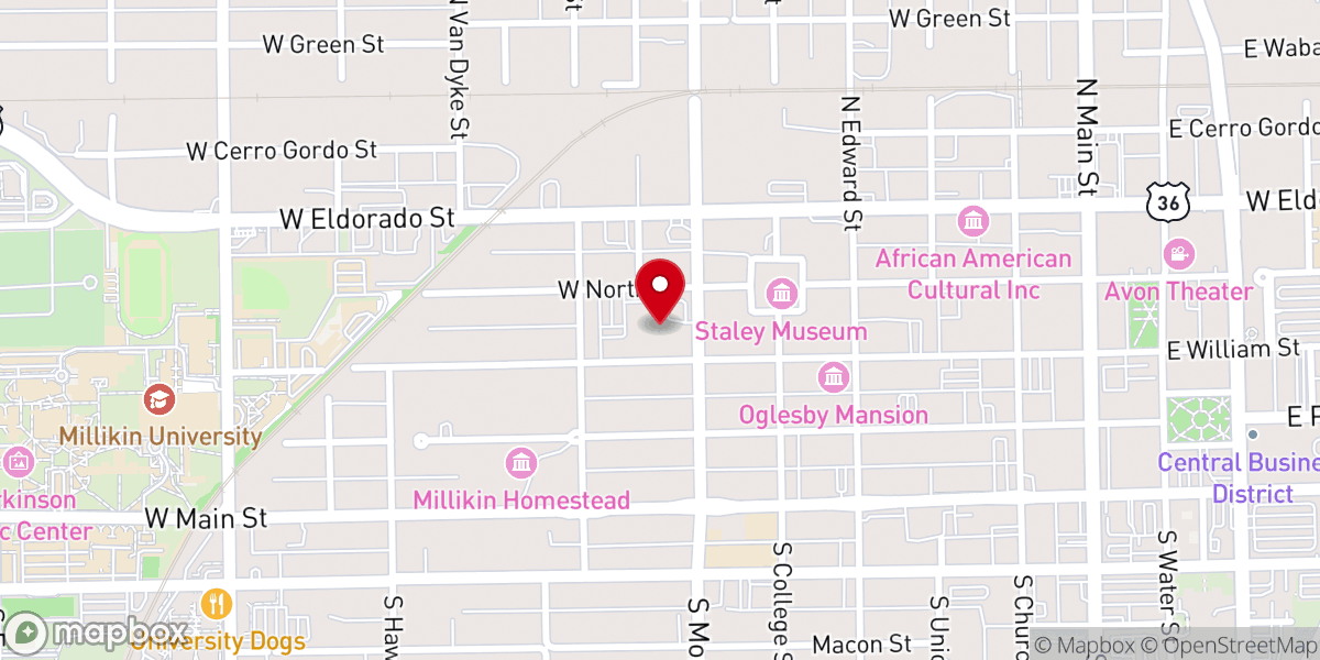 Map showing location of Central Christian Church