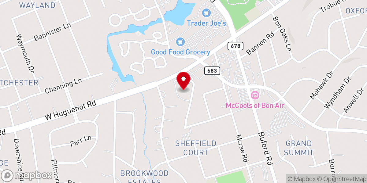 Map showing location of Bon Air Presbyterian Church