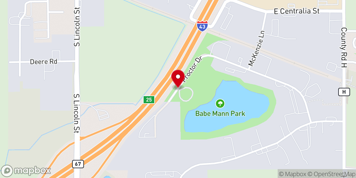 Map showing location of Babe Mann Park