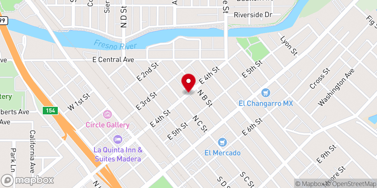 Map showing location of Church of God 7TH Day of Madera California
