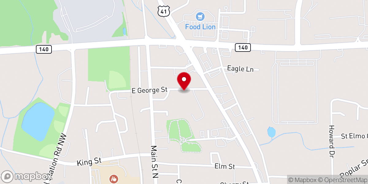 Map showing location of Iglesia Adventista del Séptimo Día Hispana de Adairsville / Adairsville Hispanic Seventh-Day Adventist Church
