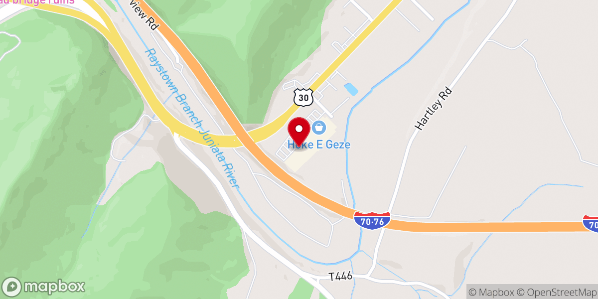 Map showing location of Harvest Community Church of Bedford County