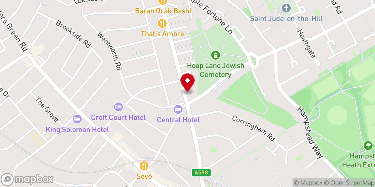 Map showing location of St Edward the Confessor RC Church, Golders Green