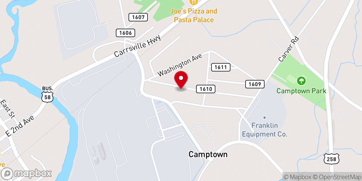 Map showing location of House of Prayer Holiness Church