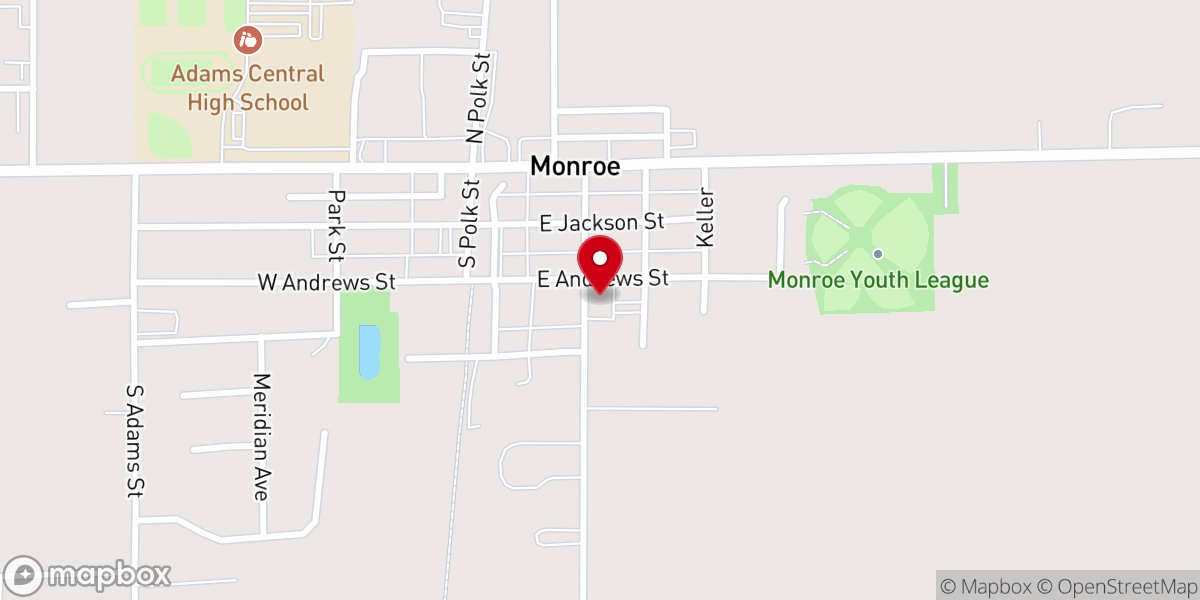 Map showing location of Monroe United Methodist Church