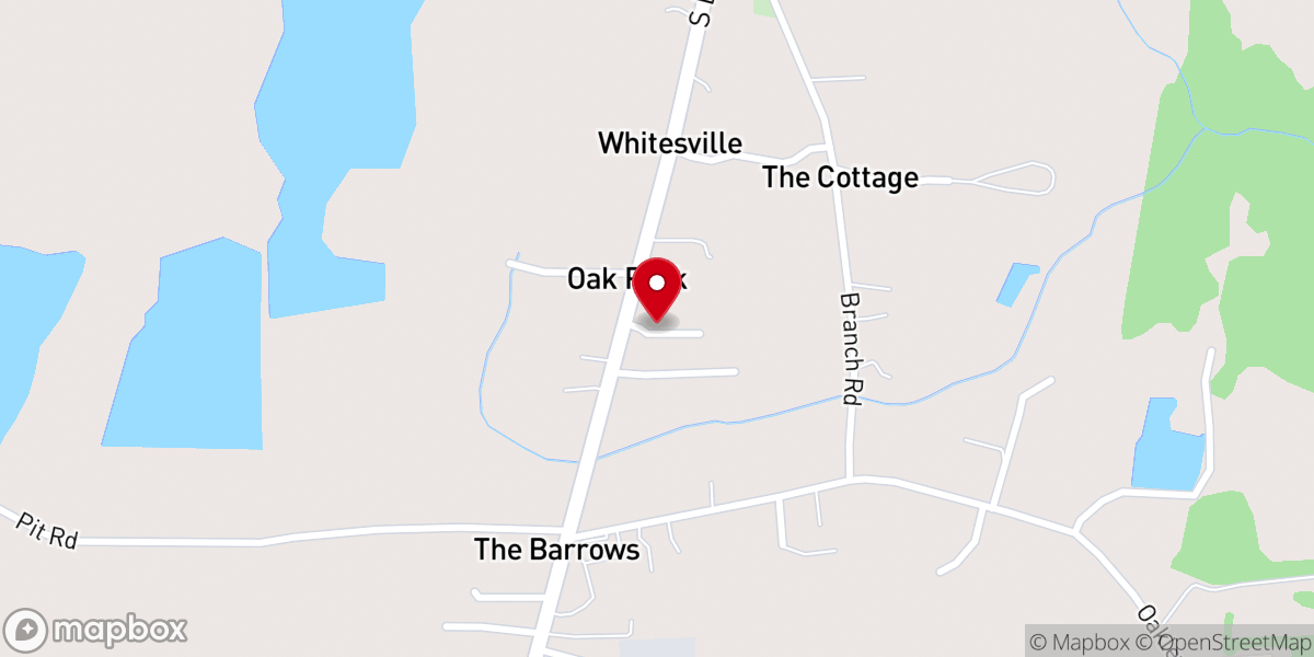 Map showing location of Oak Chapel Baptist Church