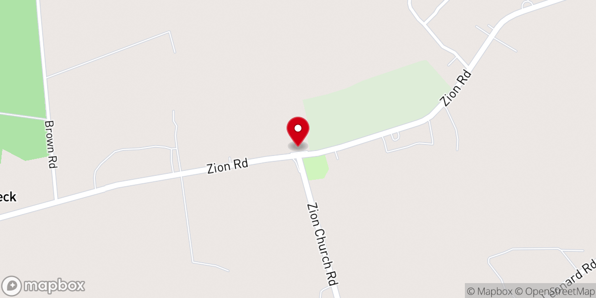 Map showing location of Zion United Methodist Church