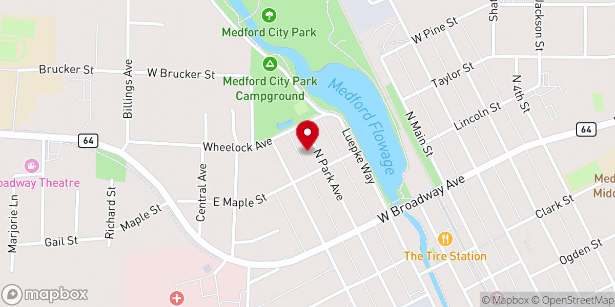 Map showing location of St. Paul's Lutheran Church