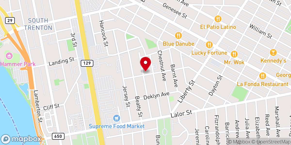 Map showing location of The Bible Way Cathedral of Deliverance