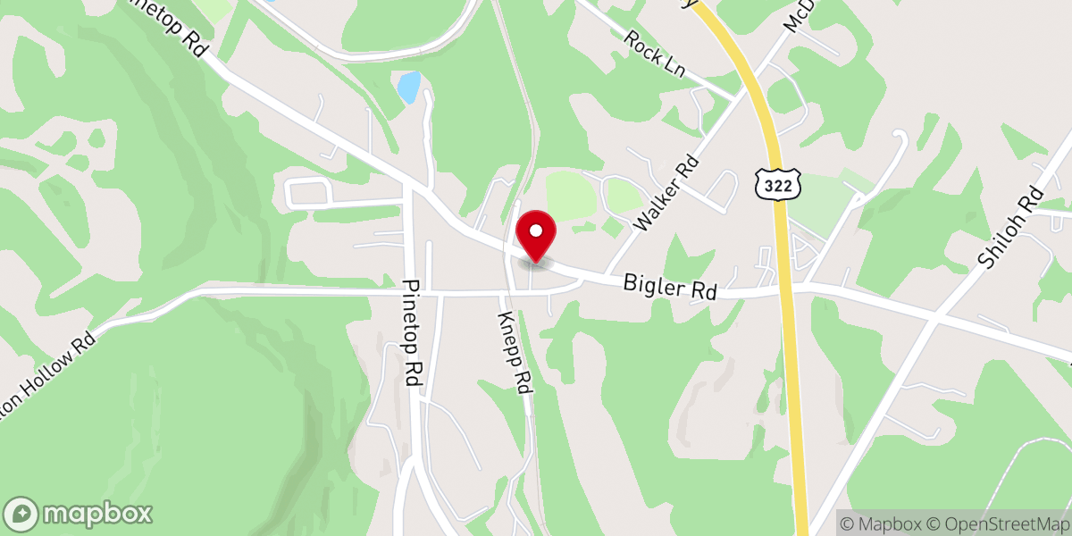 Map showing location of Bigler Chapel