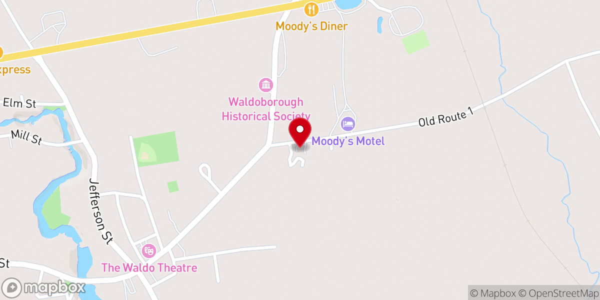 Map showing location of Waldoboro Word of Life Church