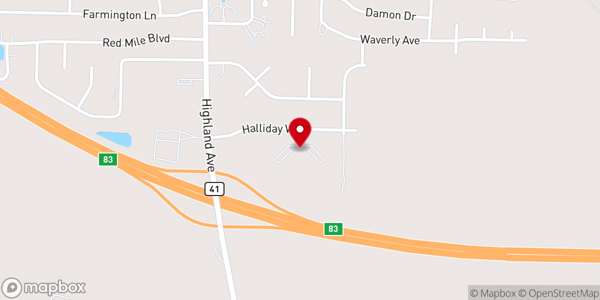 Map showing location of Crossroads Christian Church