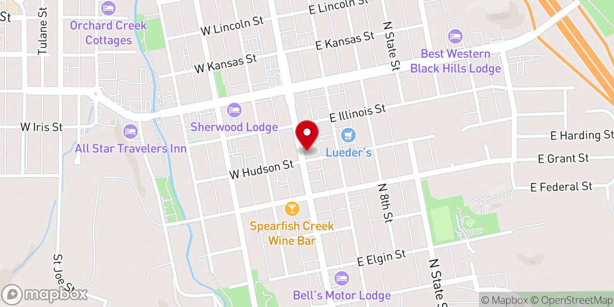 Map showing location of The Original Spearfish Breakfast House