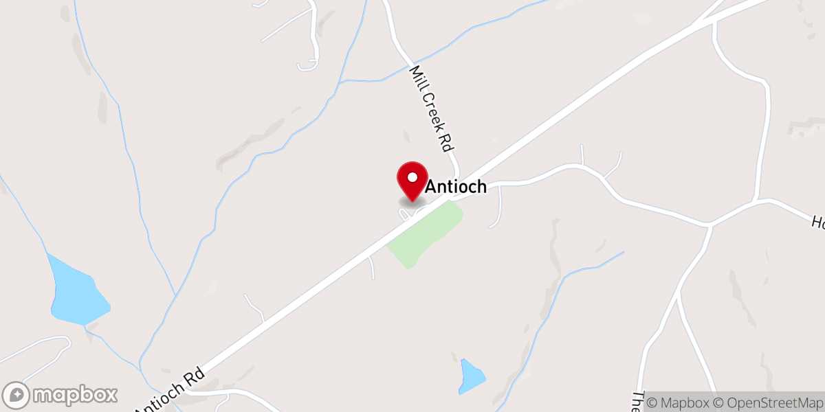 Map showing location of Antioch Baptist Church