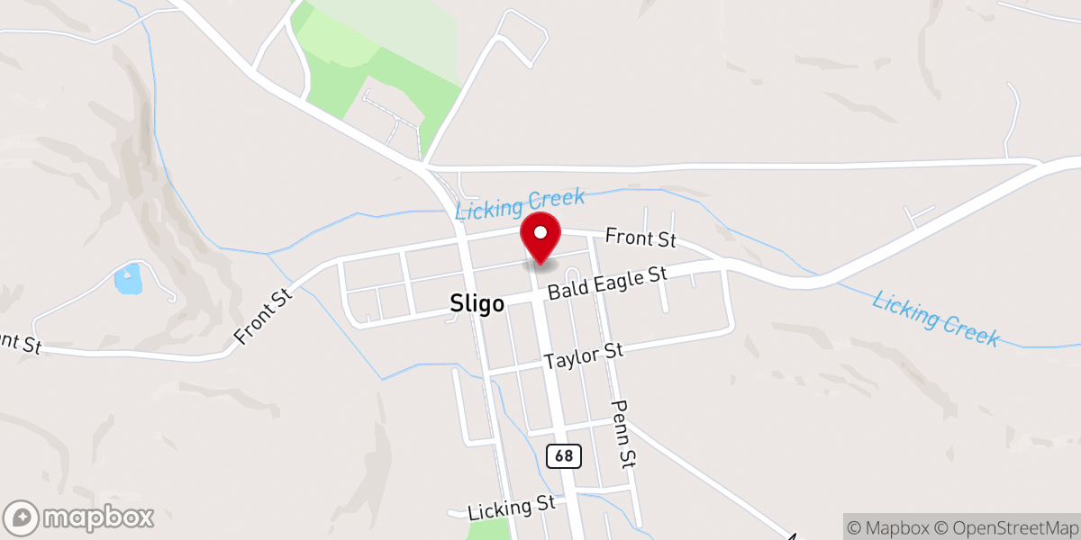 Map showing location of Sligo Presbyterian Church