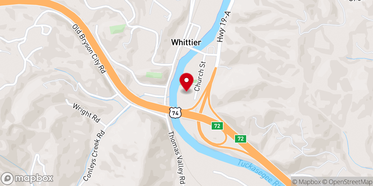 Map showing location of Whittier United Methodist Church