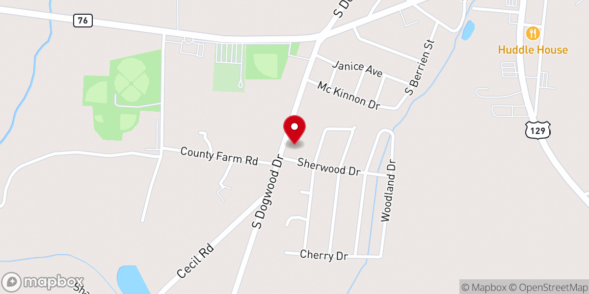 Map showing location of Nashville Primitive Baptist Church