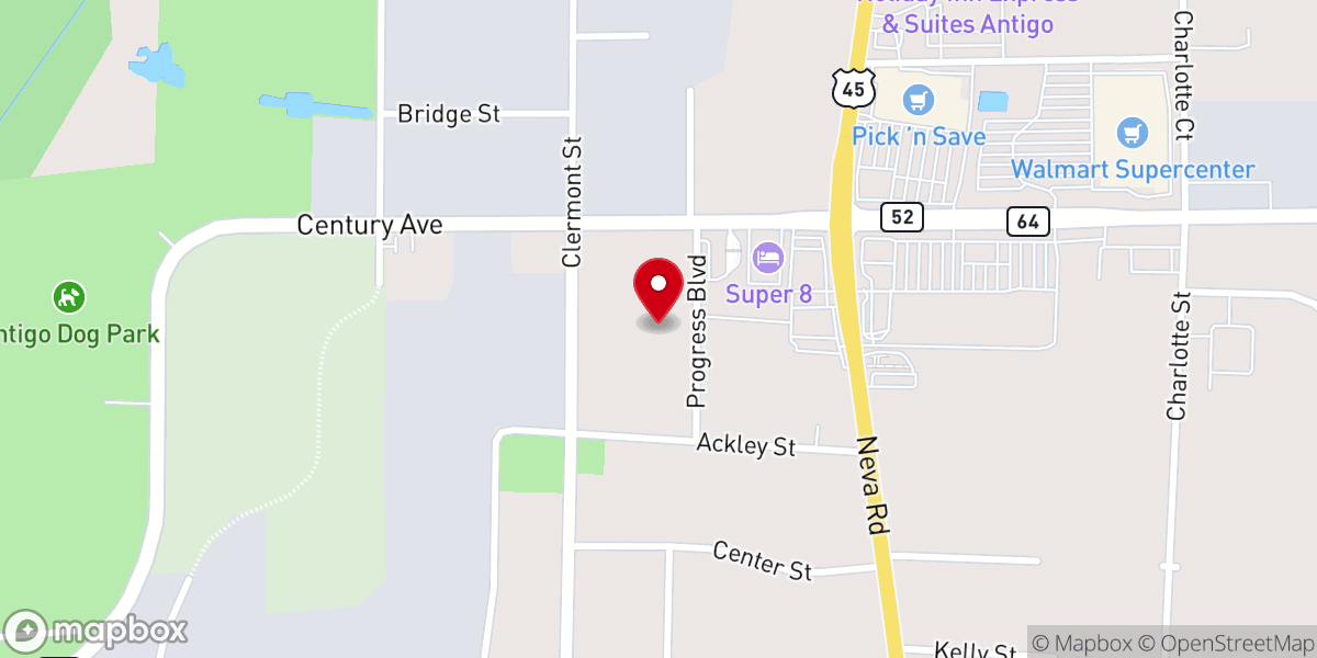 Map showing location of Antigo Area Community Food Pantry