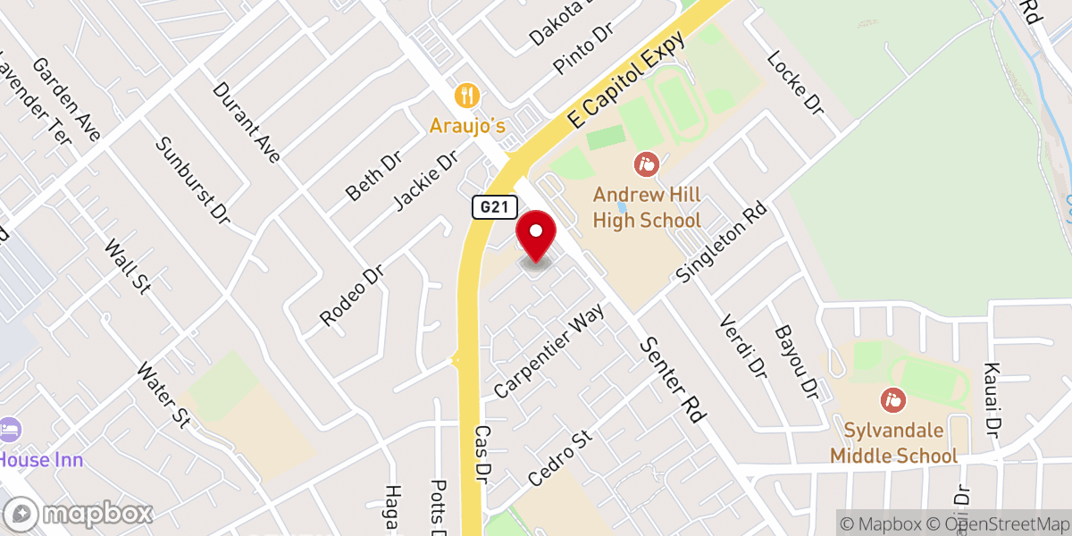 Map showing location of Seven Trees Baptist Church