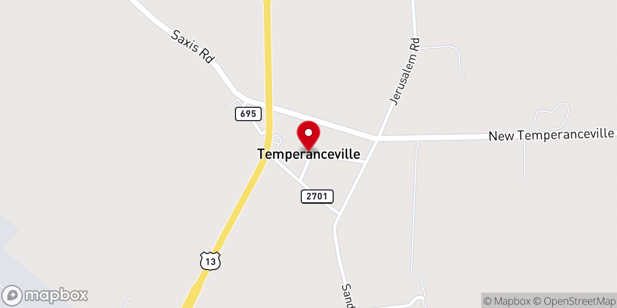 Map showing location of Temperanceville