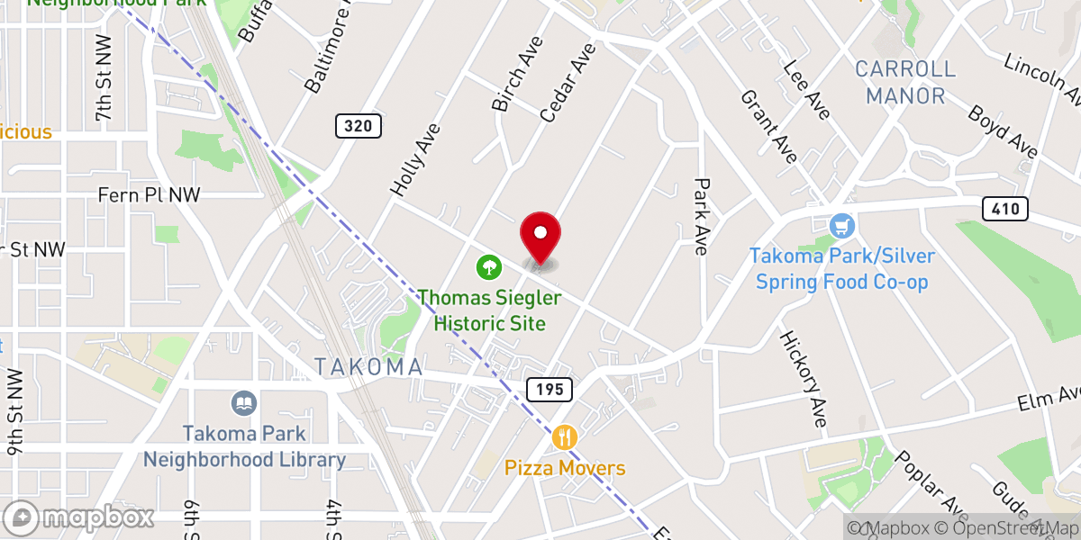 Map showing location of Takoma Park Presbyterian Church