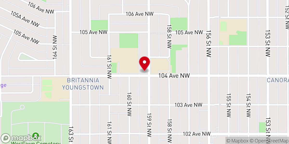 Map showing location of Jesus Is Lord Church Edmonton