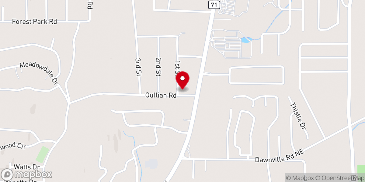 Map showing location of Carolyn Baptist Church