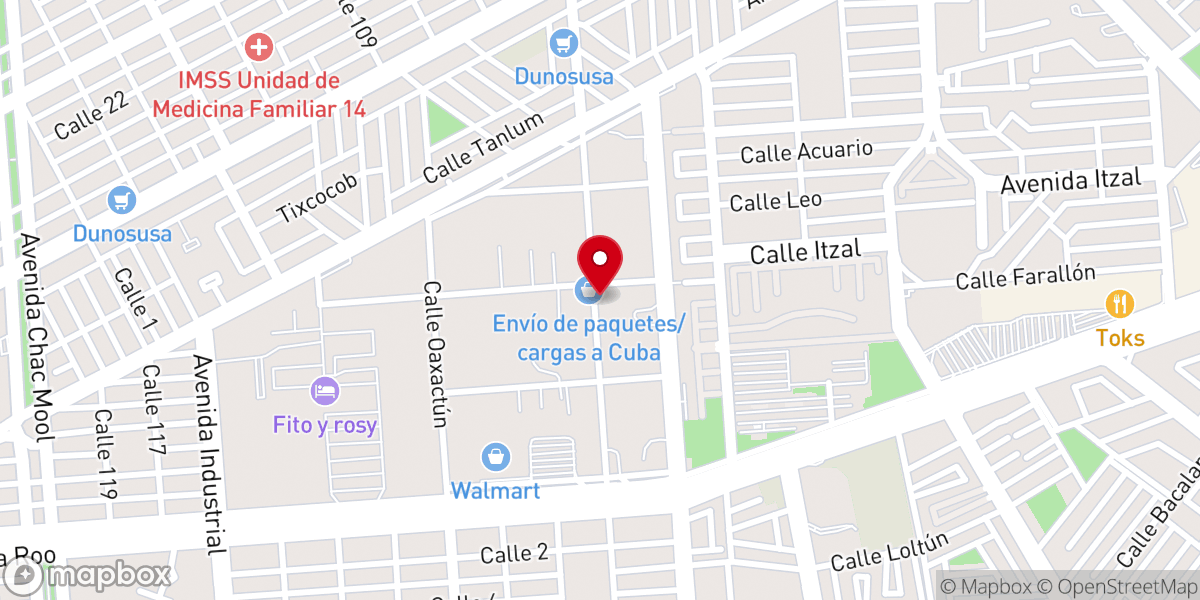 Map showing location of Mundo de Fe Cancún