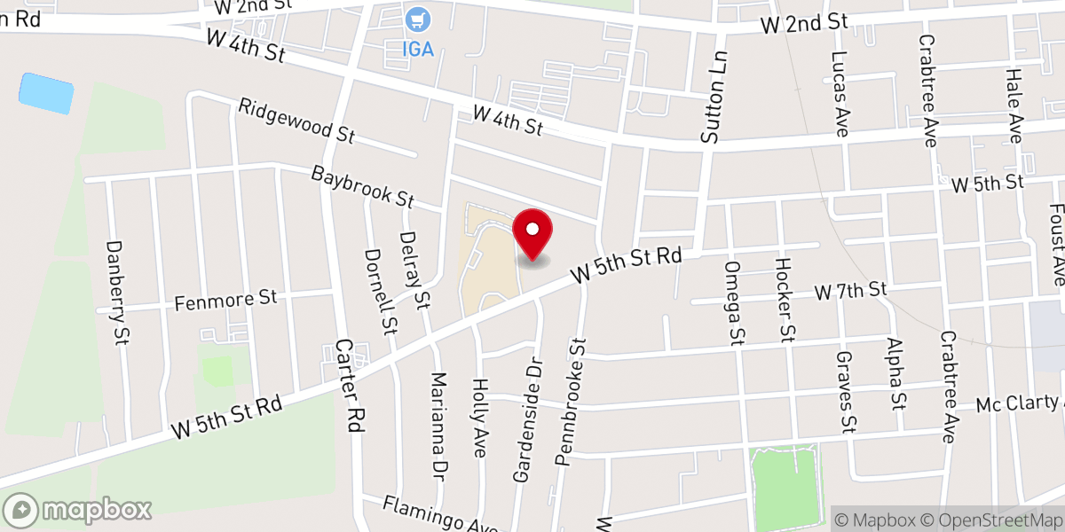 Map showing location of Asbury United Methodist Church