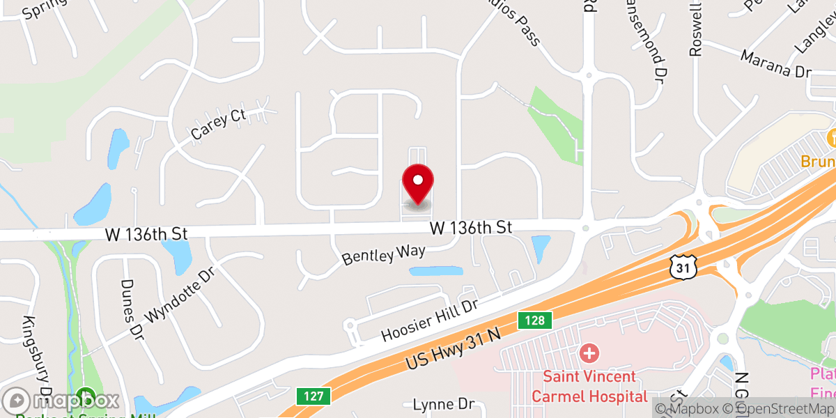 Map showing location of Traders Point Christian Church Carmel
