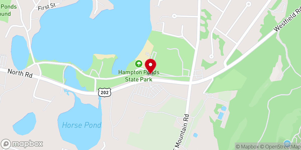 Map showing location of Hampton Ponds State Park