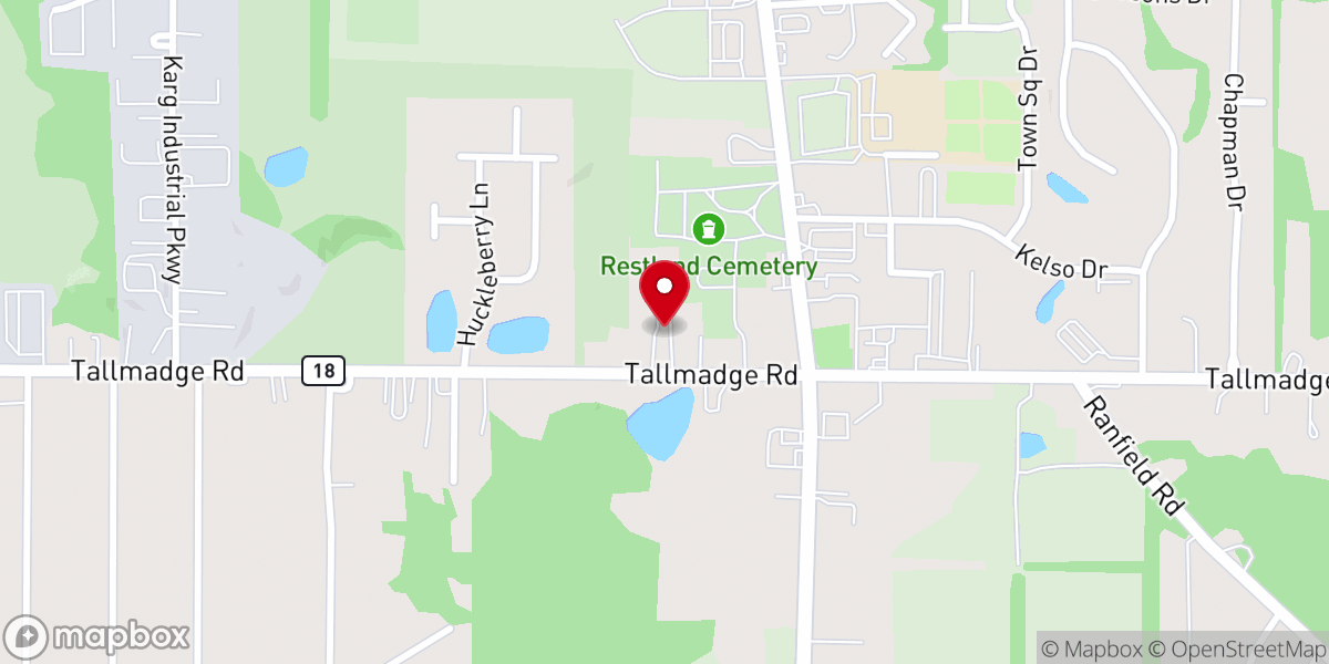 Map showing location of Brimfield Methodist Church
