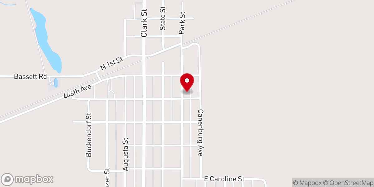 Map showing location of Bassett Assembly of God Church