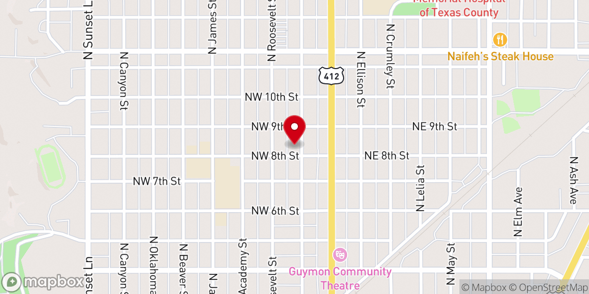 Map showing location of First Christian Church