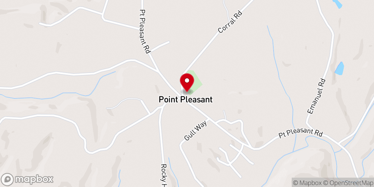 Map showing location of Point Pleasant Baptist Church