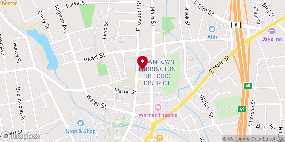 Map showing location of Calvary Baptist Church