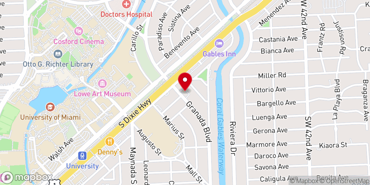 Map showing location of Coral Gables Baptist Church