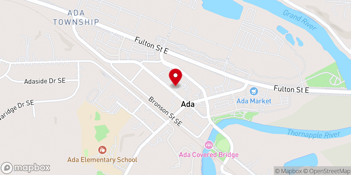 Map showing location of The Community Church in Ada