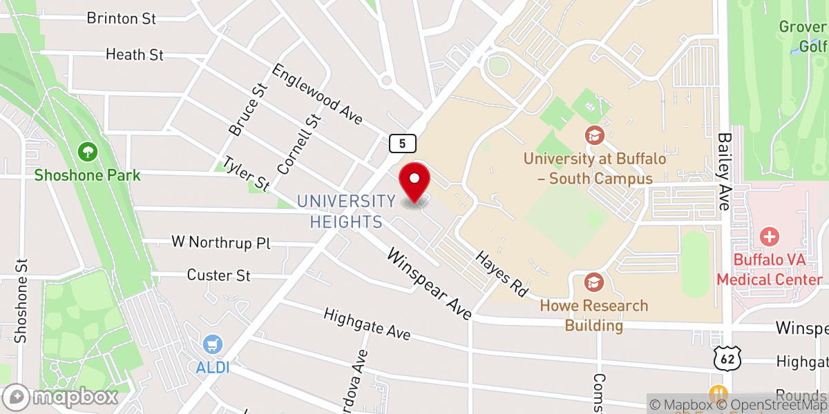Map showing location of UB - St. Joe's Catholic Campus Ministry