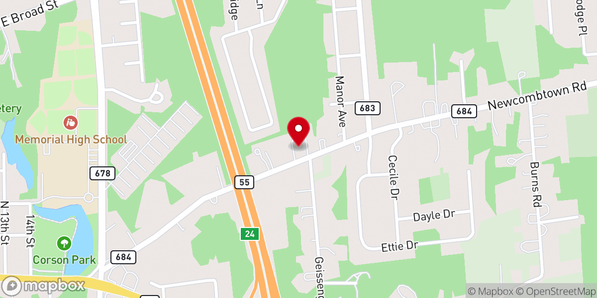 Map showing location of New Hope United Methodist Church