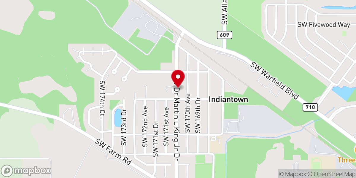 Map showing location of THE TEMPEL BEAUTIFUL CHURCH of Indiantown Fla