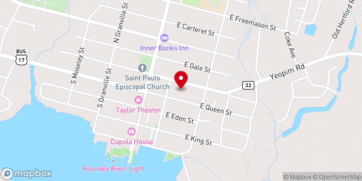 Map showing location of Chowan Senior Center
