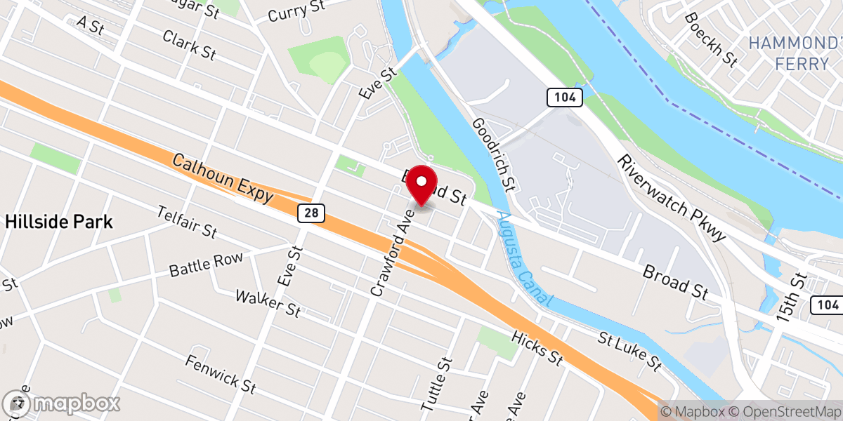 Map showing location of Central Christian Church Augusta