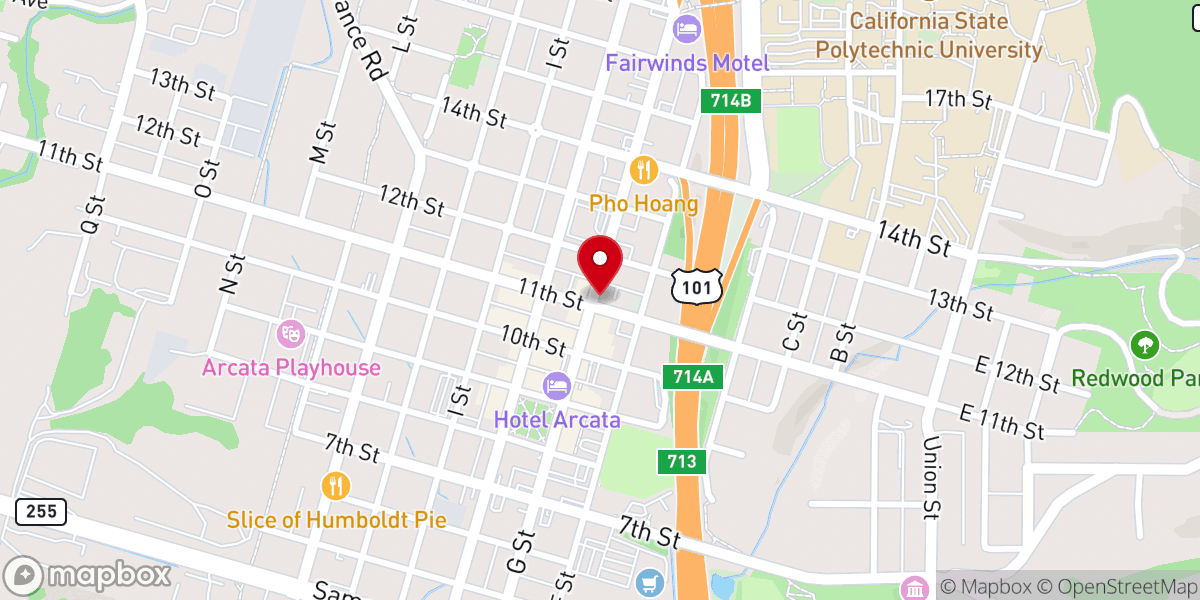 Map showing location of Arcata Presbyterian Church