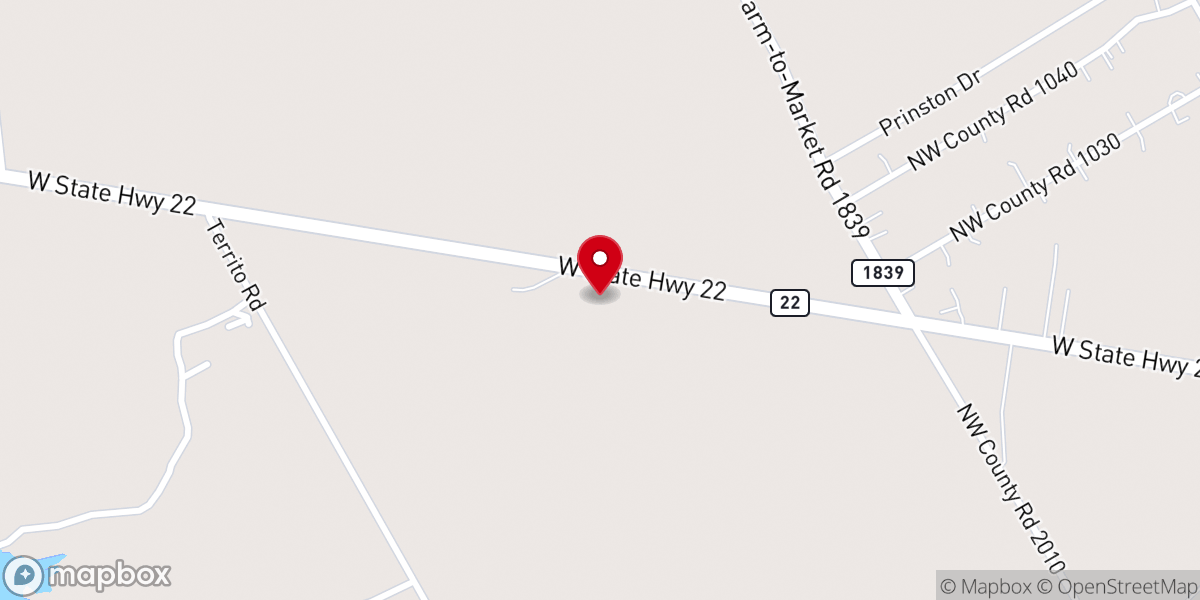 Map showing location of Lone Star Cowboy Church