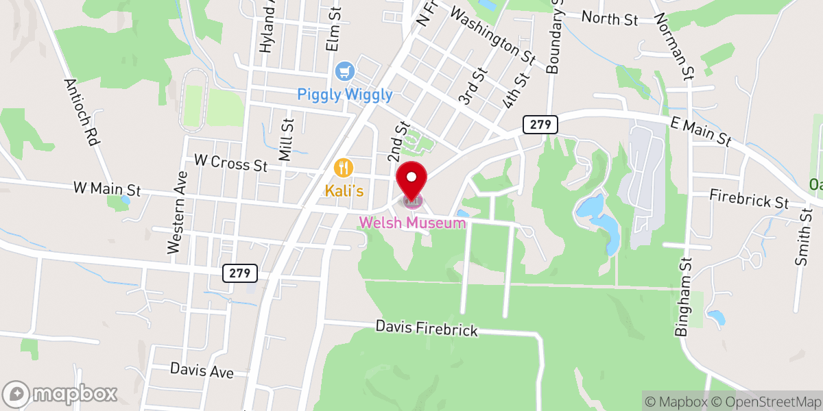 Map showing location of Oak Hill Welsh Congregational Church