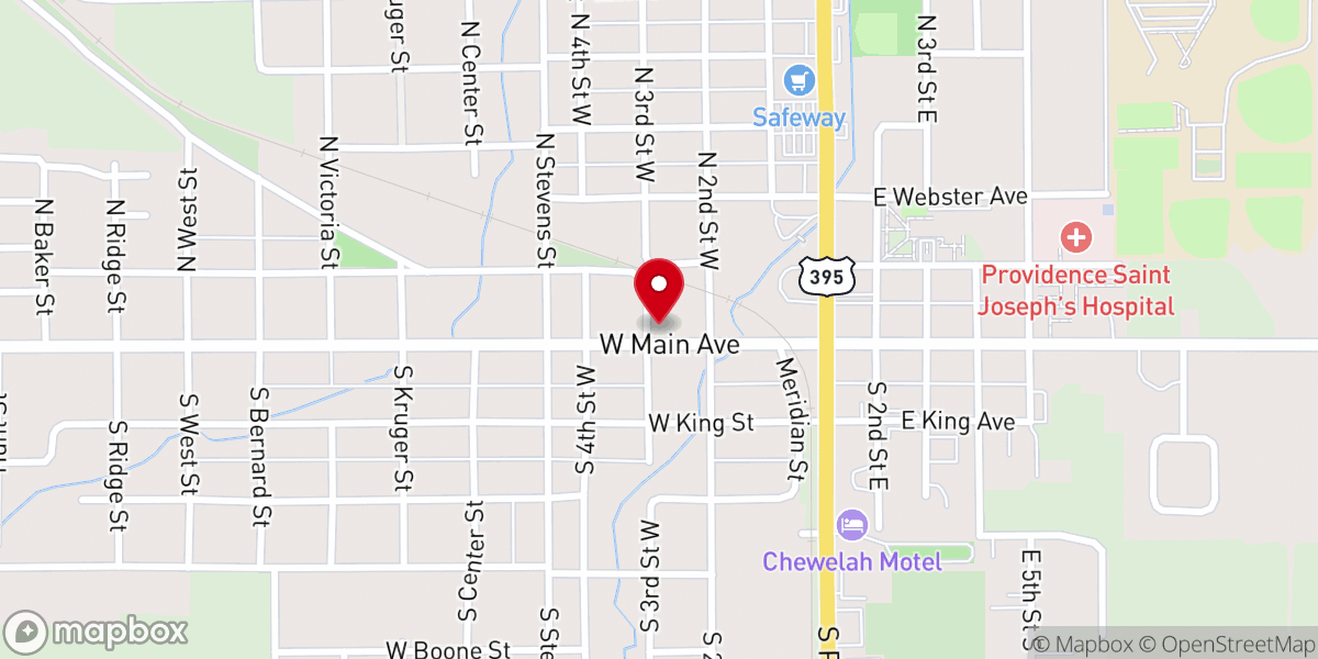 Map showing location of Chewelah Baptist Church